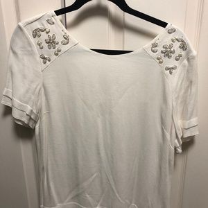 Forever 21 White Embroidered Top